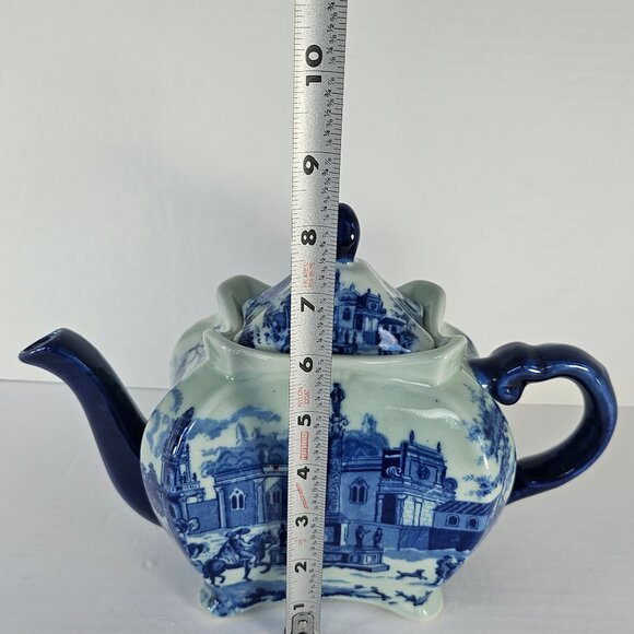 Genuine Victoria Ware Ironstone Flow Blue And White Large Teapot - Picture 14 of 15